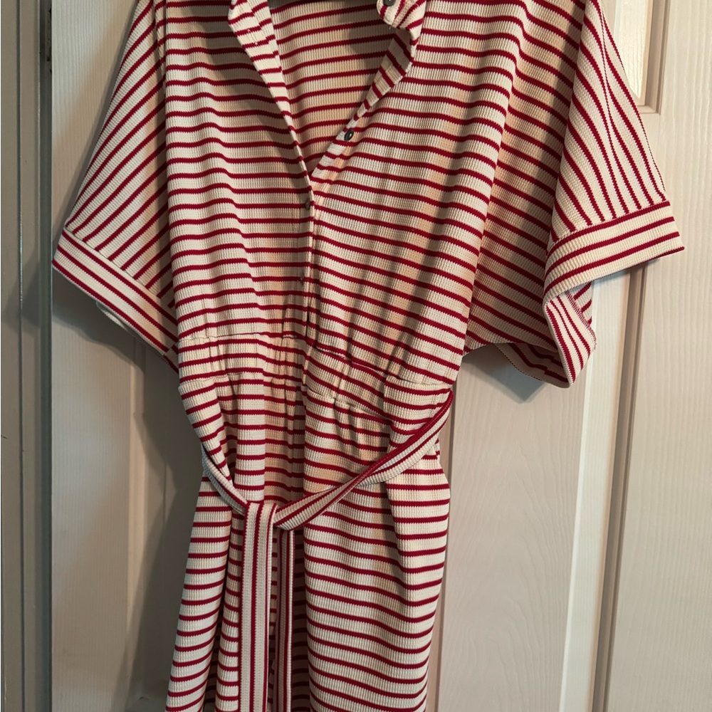 Red and White Striped Romper